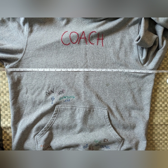 Coach Hand Drawn Embroidered Hoodie Gray Men's Size XXL Made in Portugal - Picture 6 of 13